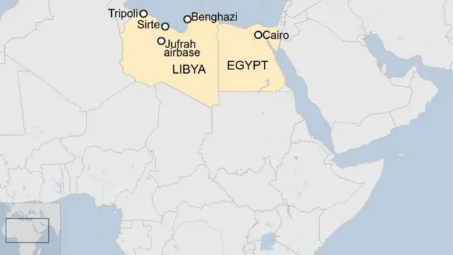 Rais Sisi aliwahi kuchora msitari mchangani - kati ya Sirte eneo la Mediterranean na maeneo Karibu na kambi ya jeshi ya Jufra kati ya Libya - na kuutaja kuwa "Mstari mwekundu" wa Misri.