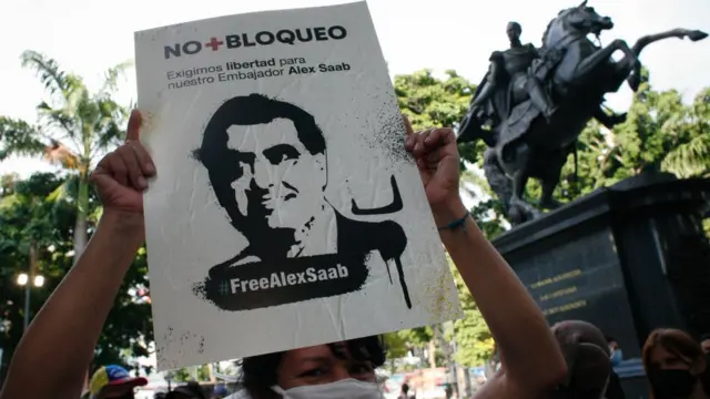 Simpatizantes manifestando su apoyo a Saab y al "fin del bloqueo".