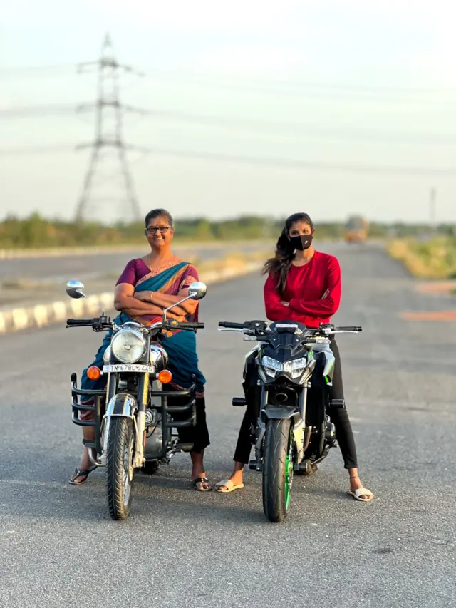 ராயல் என்ஃபீல்ட் ஓட்டும் லட்சுமி