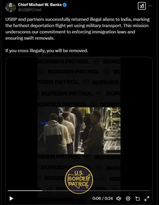 ਯੂਐੱਸ ਬਾਰਡਰ ਪੈਟਰੋਲ (ਯੂਐੱਸਬੀਪੀ) ਚੀਫ਼ ਮਾਈਕਲ ਡਬਲਿਊ ਬੈਂਕਸ 