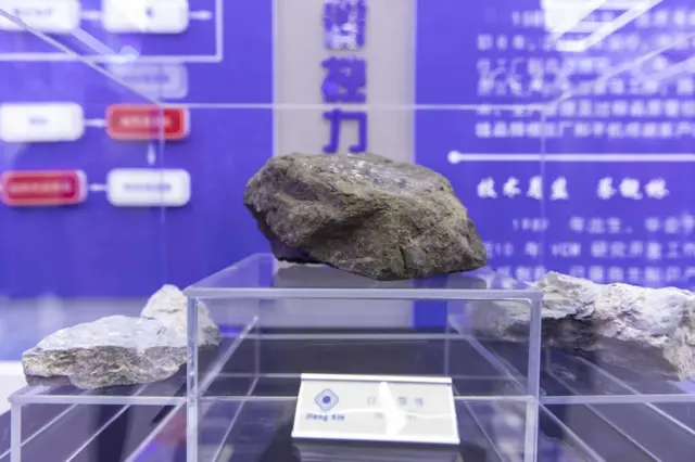चीन में रेयर अर्थ खनिजों की प्रदर्शनी की एक तस्वीर