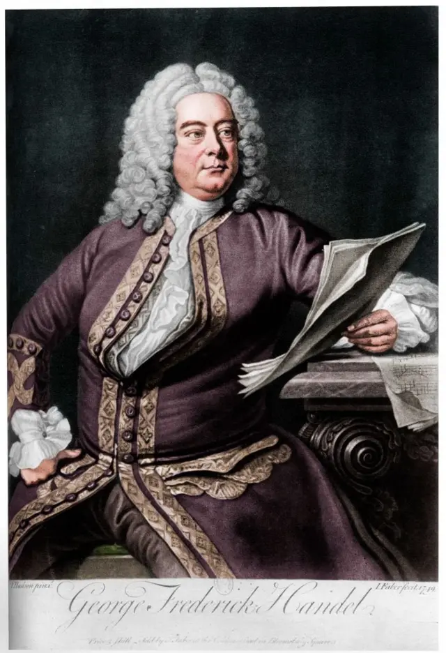 Retrato de Handel sosteniendo una partitura