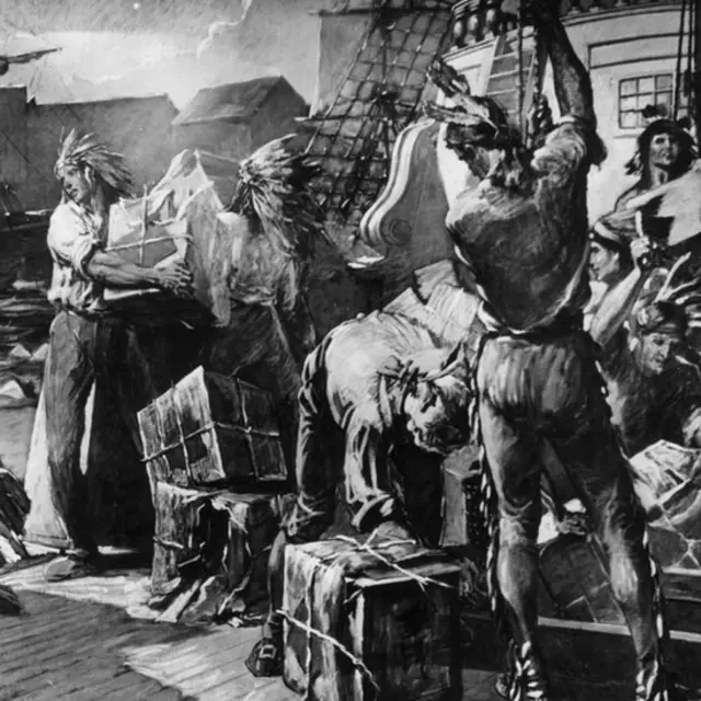 Ilustración sobre el Motín del té.