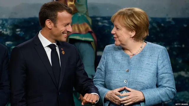 फ्रांस के राष्ट्रपति इमैनुएल मैक्रों, मर्केल