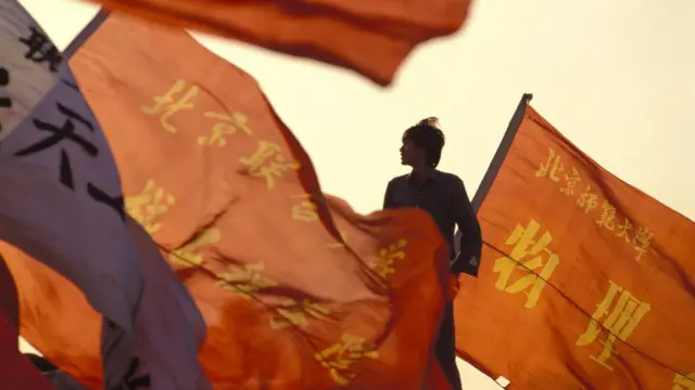 Demonstration at Tiananmen Square in Beijing, China on June 01st, 1989