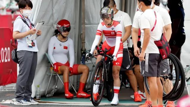 Tokyo 2020 Paralympic Games - Cycling Road - Women's C1-3 Time Trial - Fuji International Speedway, Shizuoka, Japan - August 31, 2021. Keiko Sugiura of Japan before competing REUTERS/Issei Kato