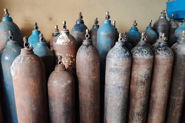 Oxygen cylinders in India. File photo