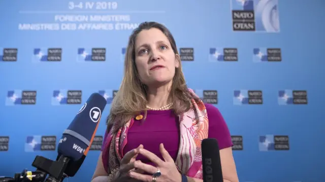 加拿大外交部長弗裏蘭回應法院對范威的判決時表示加拿大對判刑「十分擔心」。