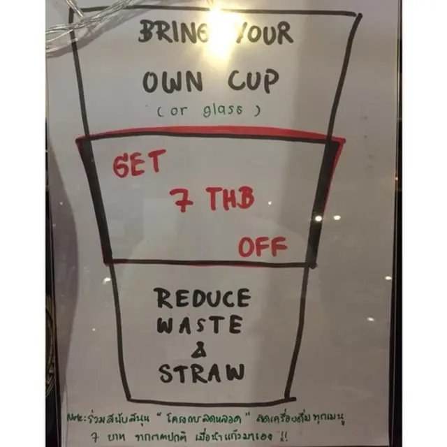 โปสเตอร์ของร้านหนึ่งในเชียงใหม่ที่ร่วมโครงการ ลดหลอด/the last straw