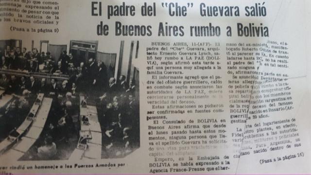 Periódico boliviano de 1967 con la noticia del viaje del padre del Che a Bolivia