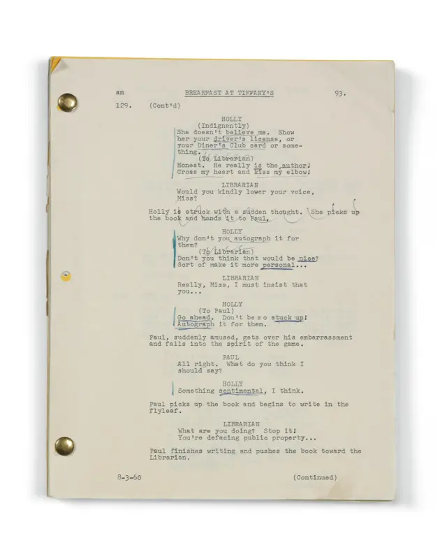 《蒂凡尼的早餐》剧本