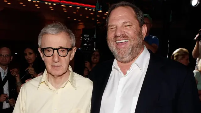 Woody Allen y Harvey Weinstein en el estreno de la película "Vicky Cristina Barcelona" en 2008