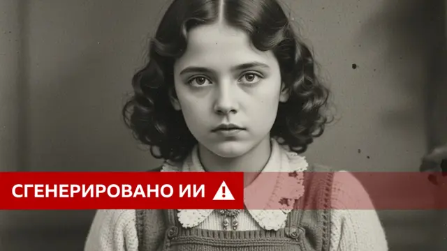 Черно-белое фотография девочки с кудрявыми волосами до плеч, в вязанном свитере с воротничком.