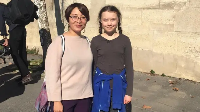 Нурзат Абдрасулова белгилүү эко-активист Грета Тунберг менен
