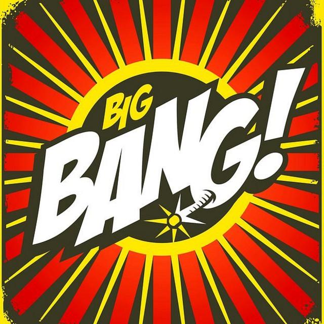 Ilustração das palavras Big Bang em estilo gibi