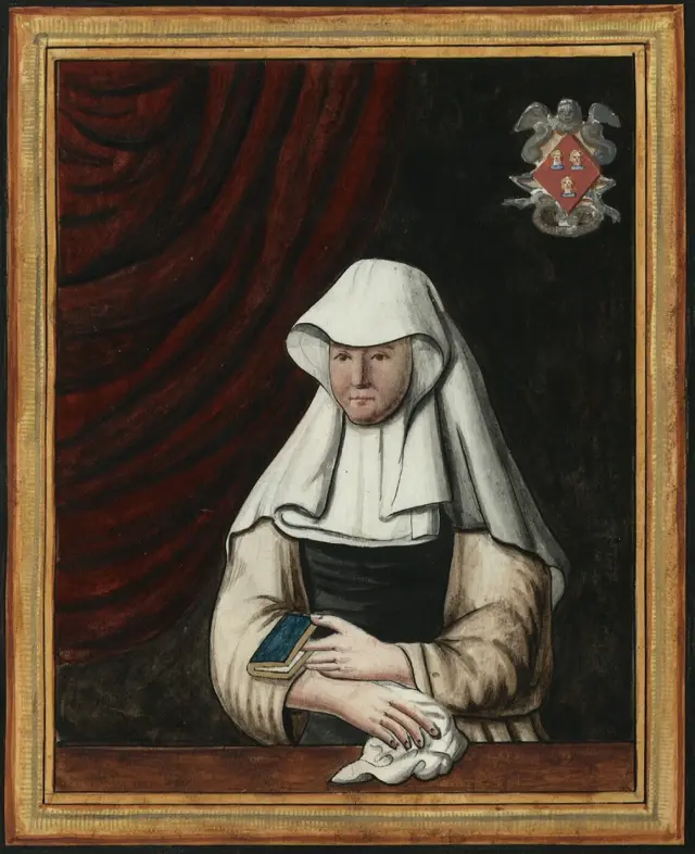 Béguine de Gand. Extrait d'un manuscrit de la béguine Sint-Aubertus, Gand, vers 1840.