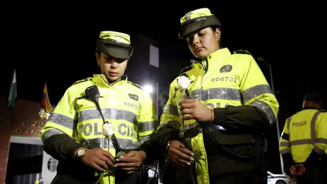 Agentes de policía en Bogotá, Colombia