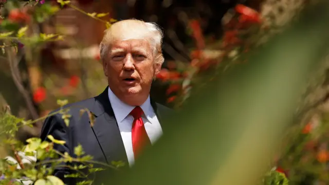 President Trump after a photo opportunity at the summit.