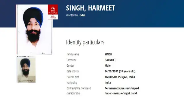 ਕੌਮਾਂਤਰੀ ਪੁਲਿਸ ਸੰਗਠਨ ਨੇ ਹਰਮੀਤ ਸਿੰਘ ਦੇ ਨਾਮ ਦਾ ਰੈੱਡ ਨੋਟਿਸ ਜਾਰੀ ਕੀਤਾ ਸੀ