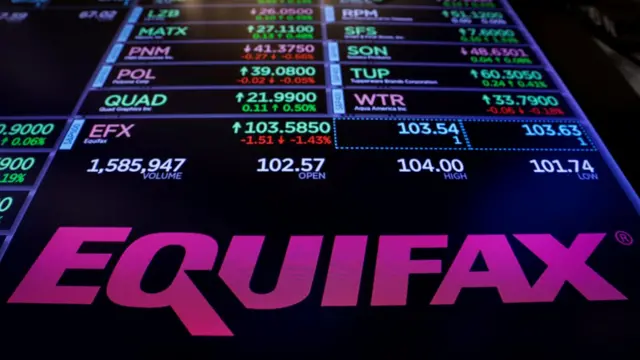 Símbolo da Equifax no painel da bolsa1xbet 82Nova York