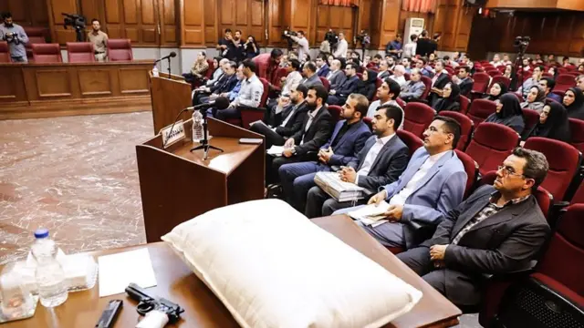 سلاح و بالشی که آقای نجفی گفته بود هنگام شلیک گلوله به سوی میترا استاد از آن استفاده کرده بود