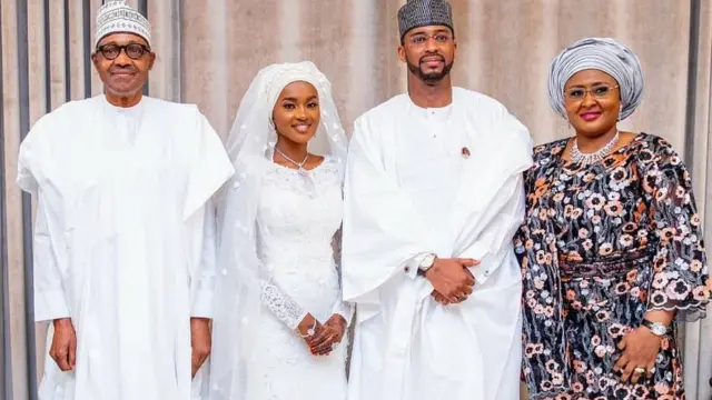 Aarẹ Buhari, iyawo rẹ ati tọkọtaya tuntun