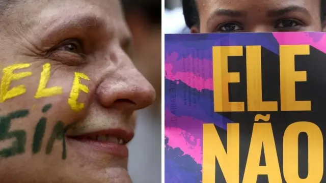 Manifestantes a favor e contra Bolsonaro