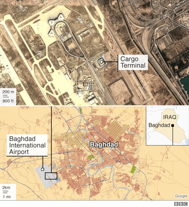 Map showing the location of the air strike