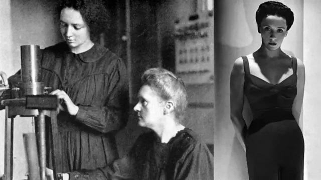 Irene Curie trabalhando junto com a mãe — e, na foto ao lado,cupom betano hojeirmã, Eve Curie