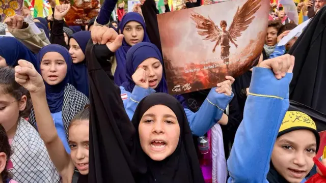 Protest organised by Hezbollah in Beirut on Wednesday