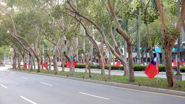 台北市的街头也挂出了青天白日满地红，但是媒体报导说数量远不如国民党执政时期。
