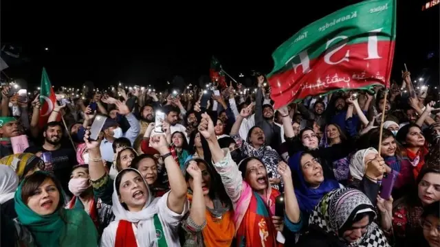 ইমরান খানের সমর্থকদের সমাবেশ।