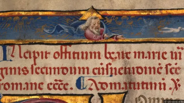 Katika kitabu cha Hours, Mungu alionyeshwa katika kifaa chenye pembe tatu kikimaanisha Baba, Mwana na roho mtakatifu