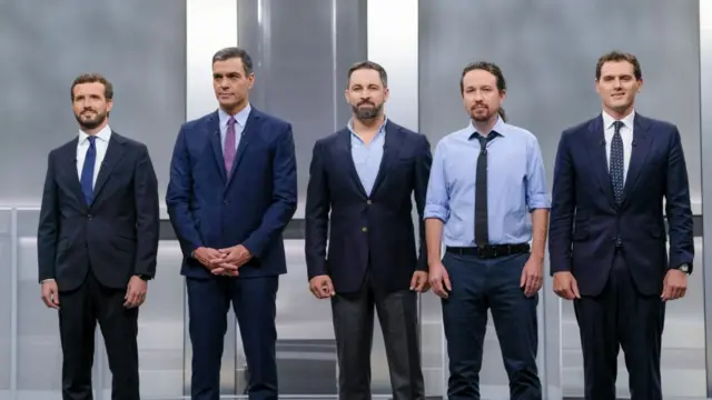 Os cincot principais candidatos aparecem lado a lado,h2bet twitterpé