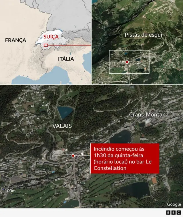 Mapa mostra localização do incêndio