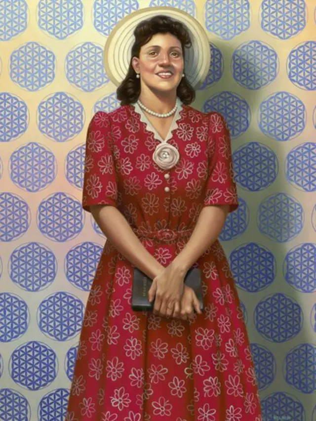 پرتره هنریتا لکس را یک هنرمند سیاهپوست آمریکایی ساکن لس‌آنجلس کشیده است