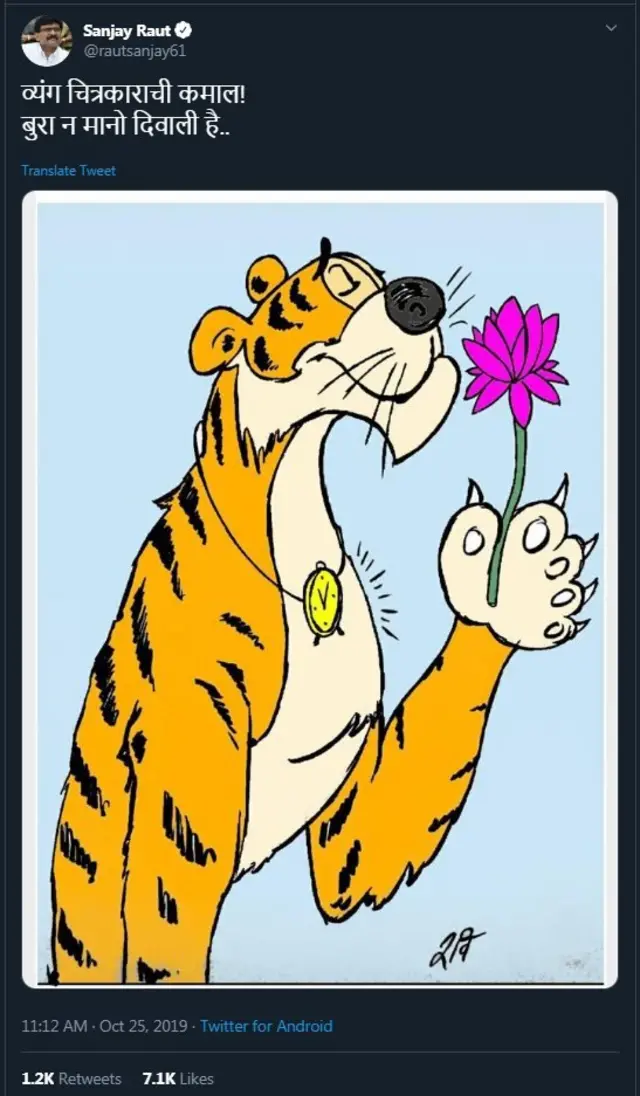 वाघाच्या हातात कमळ