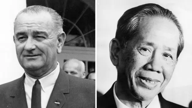 Tổng thống Mỹ Lyndon Johnson và ông Lê Duẩn (hình minh họa)