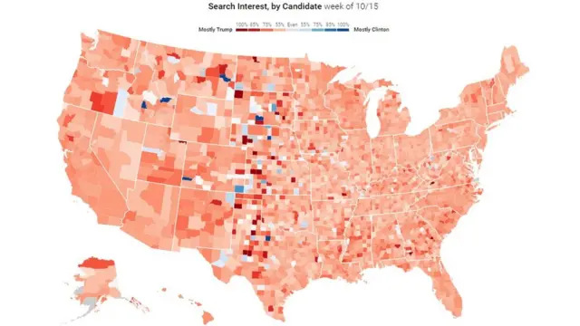 Mapa que muestra la búsqueda de los nombres de los candidatos en Google.