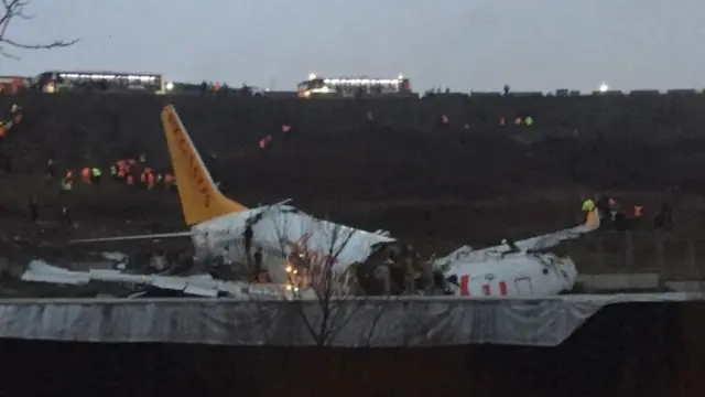 The plane after skidding off the runway
