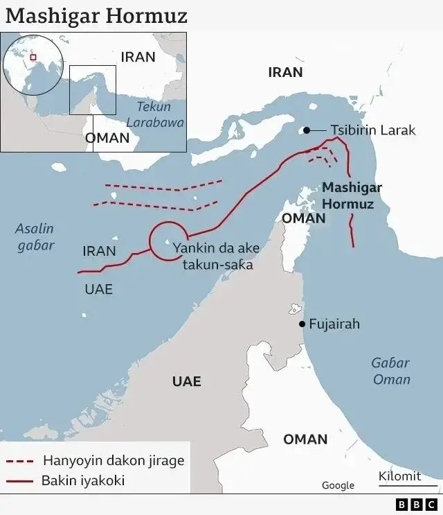 Taswirar da ke nuna Mashigar Hormuz