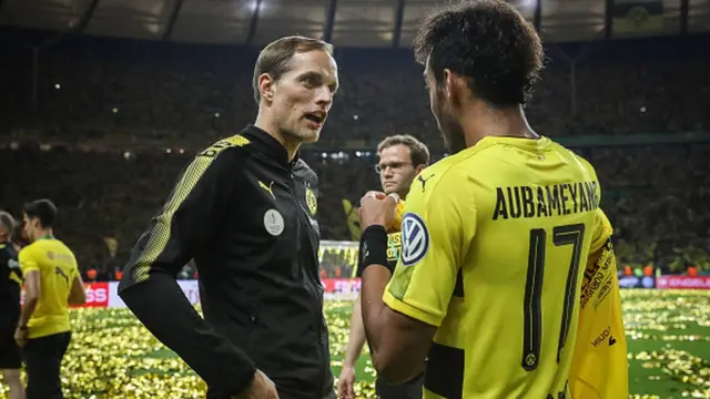 German coach Thomas Tuchel and Pierre-Emerick Aubameyang