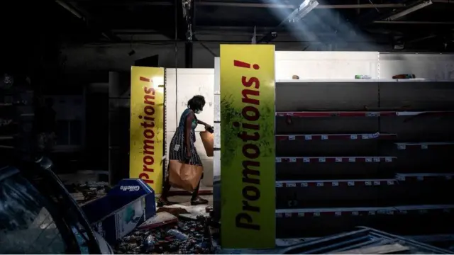 During the protests people targeted French-owned businesses, including this Auchan supermarket in Dakar pictured on Saturday.