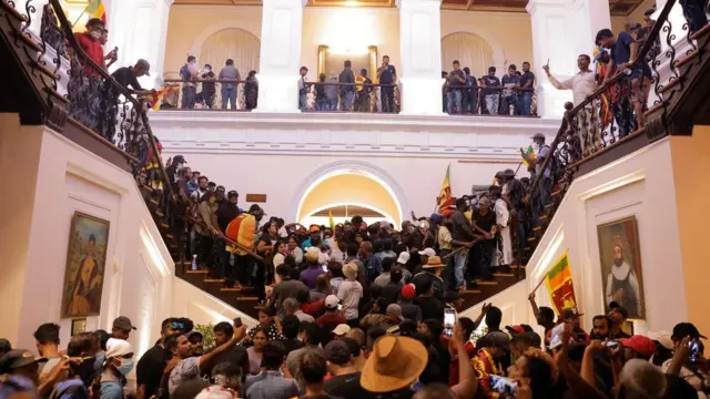 Protesters inside palace