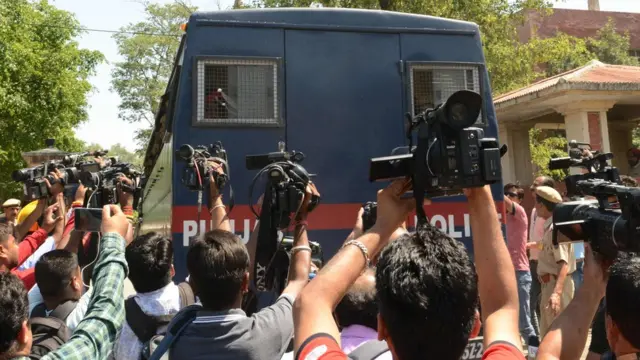 Mobil terdakwa pemerkosaan di India.