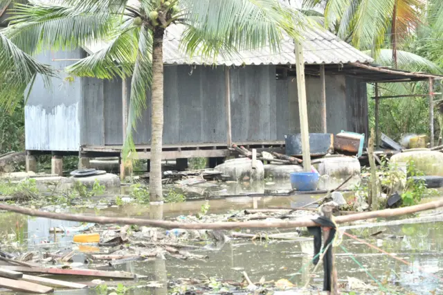 บริเวณบ้านชาวบ้านที่แหลมตะลุมพุก