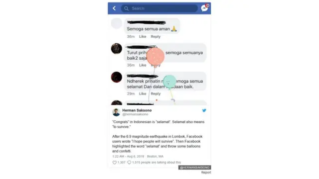 facebook, lombok, gempa