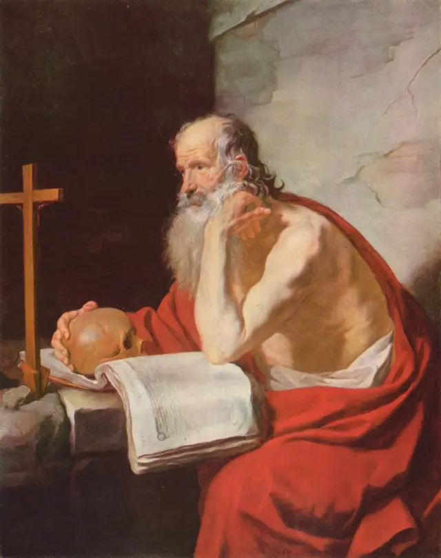 Peinture du 17ème siècle représentant Saint Jérôme avec la Bible