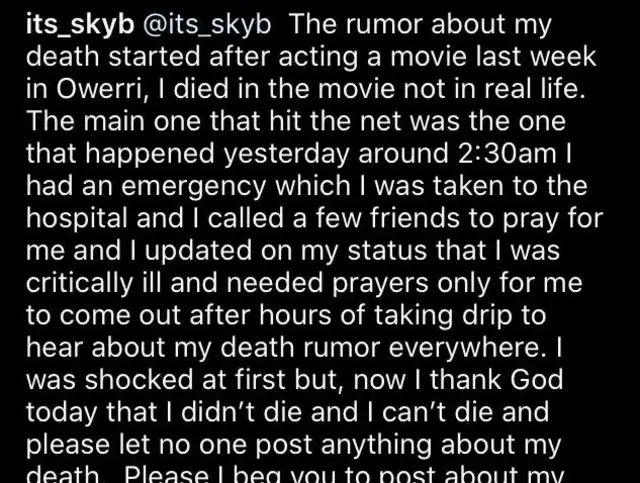 Ihe Sky B dere n'akara 'instagram' ya.