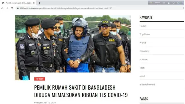 ইন্দোনেশিয়ার সংবাদপত্রে মো: সাহেদের গ্রেফতারের খবর এবং ছবি